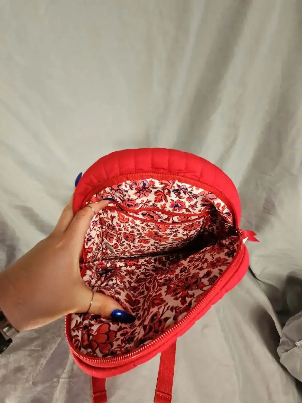 Vera Bradley Small Backpack in Cardinal Red Quilted Fabric
